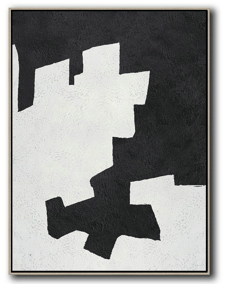 Black And White Minimal Painting On Canvas,Home Canvas Wall Art #U2X0